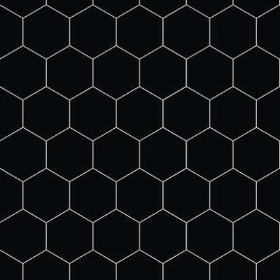 An example of the Fibo Wall Board in Black Silk Honeycomb (2024-M71), featuring a silk matte, muted black finish in a fresh honeycomb tile design. Perfect for adding a super trendy look to any room. Life Quality Bathing.