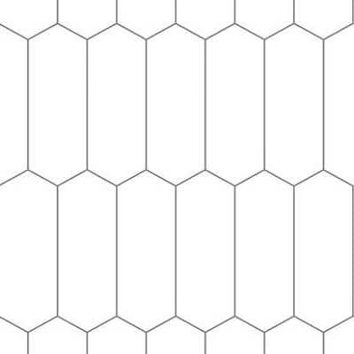 An example of the Fibo Wall Board in Denver White Elongated Hexagonal (3091-M79), featuring a high-gloss white finish that pairs beautifully with any décor. A best-seller, now available in the modern Elongated Hexagon design! Life Quality Bathing.