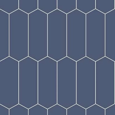 An example of the Fibo Wall Board in Smokey Blue Elongated Hexagon (5230-M79), featuring a sophisticated smokey blue finish in a modern elongated hexagon design, perfect for adding a stylish and modern touch to any space. Life Quality Bathing.