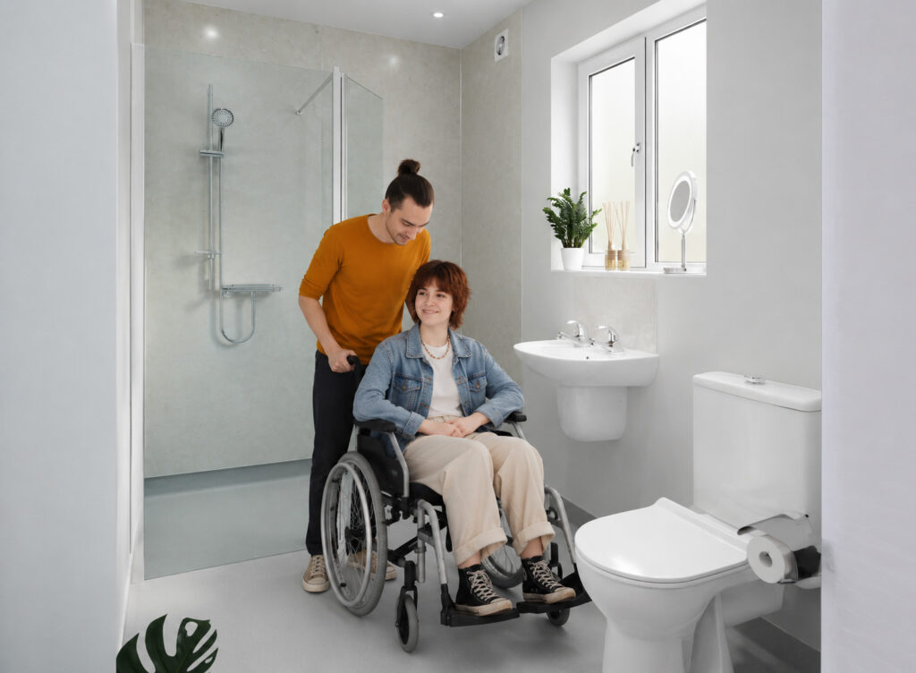 Young Couple Disability Wet Room