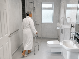 Elderly Woman Showering